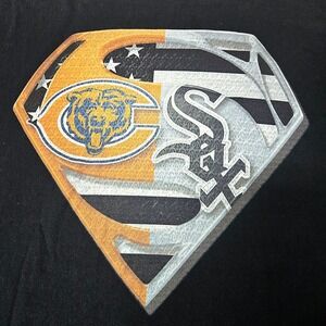 Vtg 90s/Y2K Chicago Bears White Sox Superman S-Shield Logo Mashup T-Shirt XL